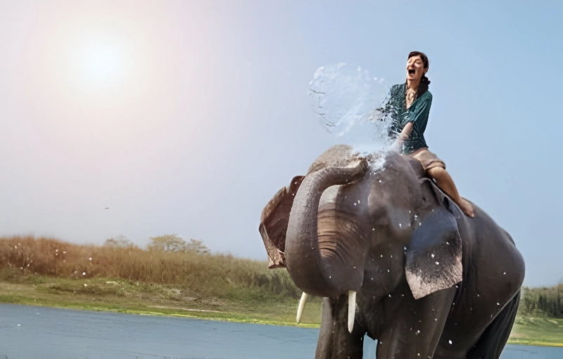 girl riding elephant